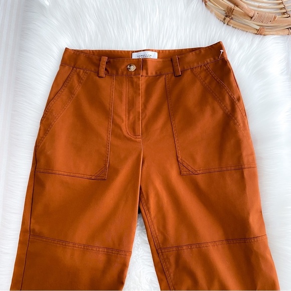 NWOT Derek Lam 10 Crosby Therese Straight Leg Pants Orange Cinnamon Cropped - Picture 7 of 13